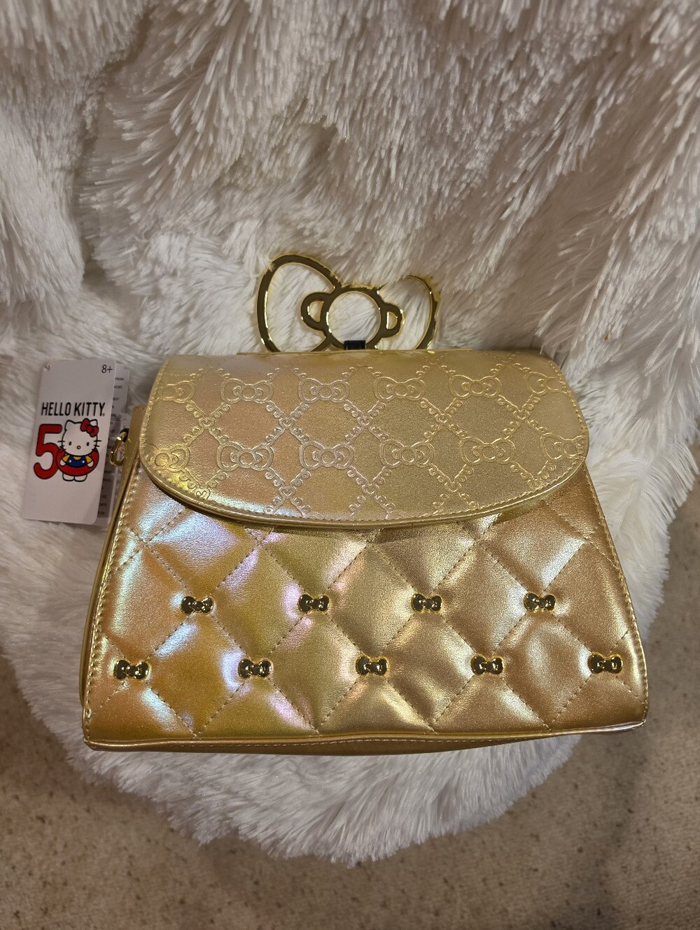 Loungefly NWT Gold Mini Anniversary Hello Kitty Quilted Bag